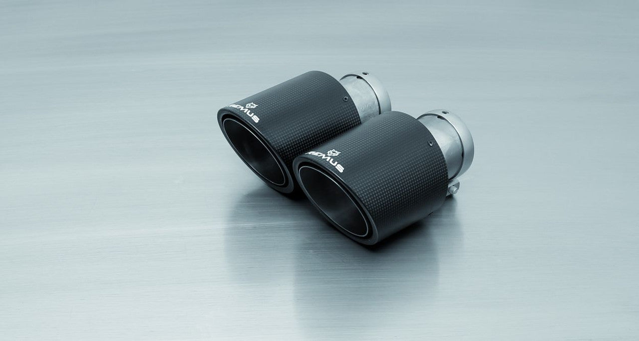 Remus Exhaust Non-Resonated Cat back System using the OE valve control system with 2 Carbon tail pipes 102 mm angled, Titanium internals - 1 Series F20/F21 LCI M140i 2015-2018 (Copy) (Copy) (Copy)