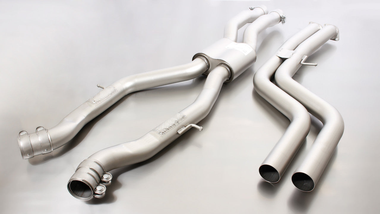 Remus Exhaust Resonated Cat back System using the OE valve control system with 4 tail pipes 102 mm angled, straight cut, chromed  - 3 Series F8X M3/M4