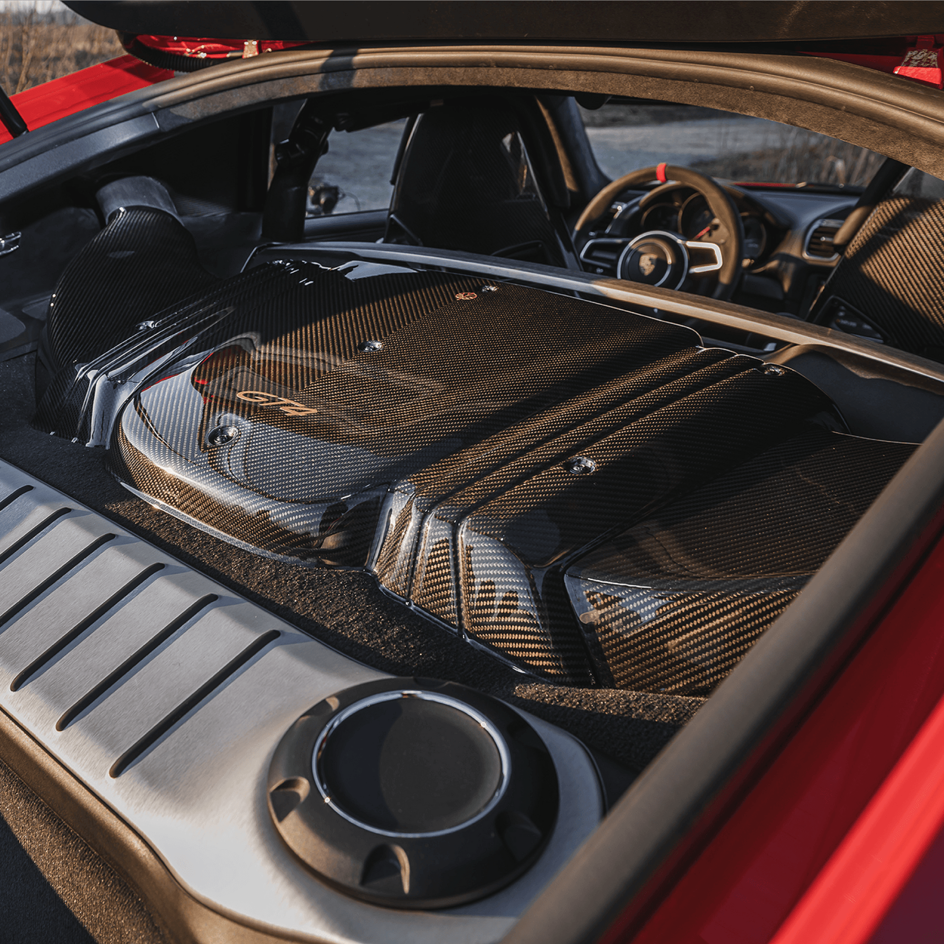 Porsche Cayman GT4 RS Style CARBON FIBER INTAKE - GOLD LEAF lightweight performance